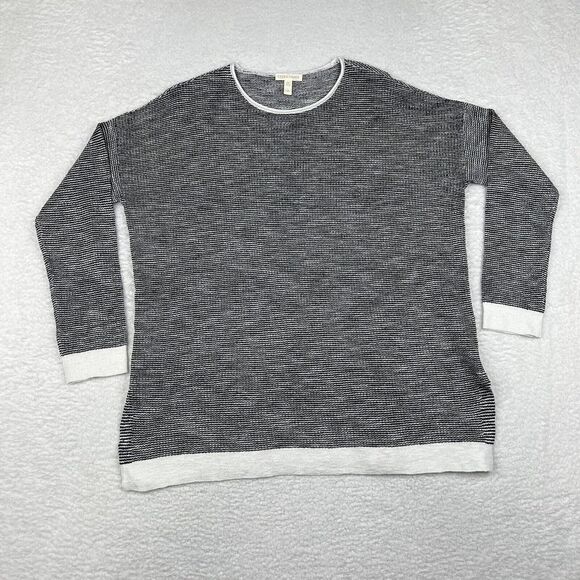 Eileen Fisher Sweater Womens Small‎ Gray Knit Long Sleeve Split Hem Pullover - Picture 1 of 11